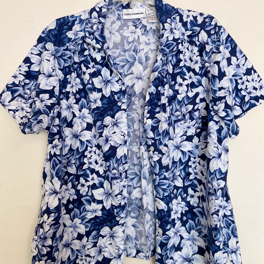 Cathy Essentials Blue And White Floral Shirt